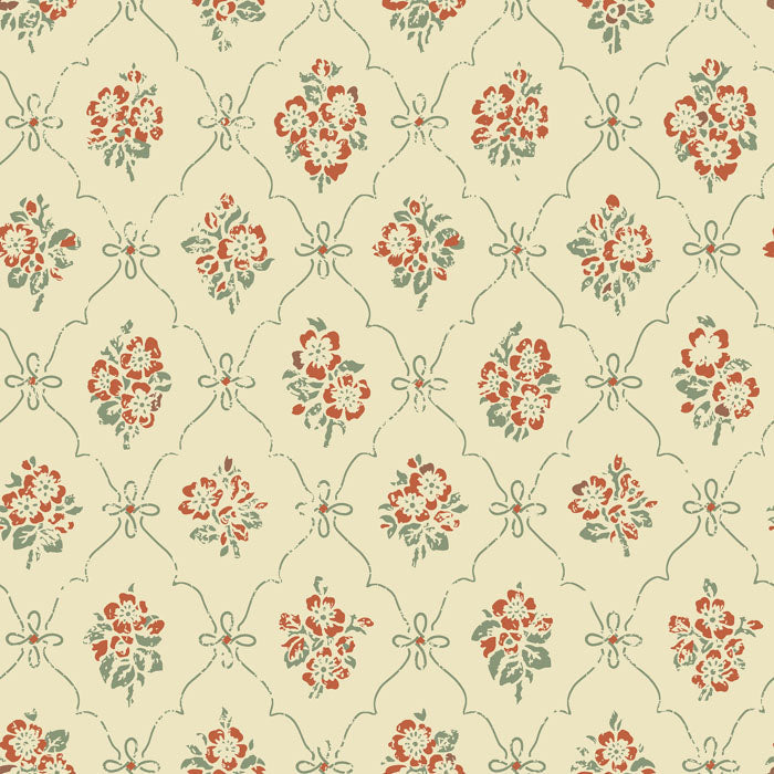Beige Bloemen - DU05-0040 - Image1 - Gammalsvenska Papper - 040-05