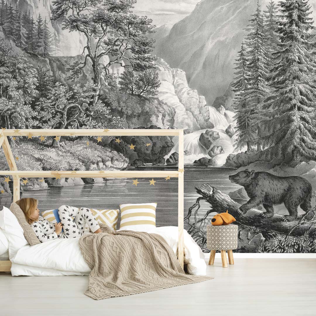 Amerikaanse grizzlybeer bij bergmeer NH250008